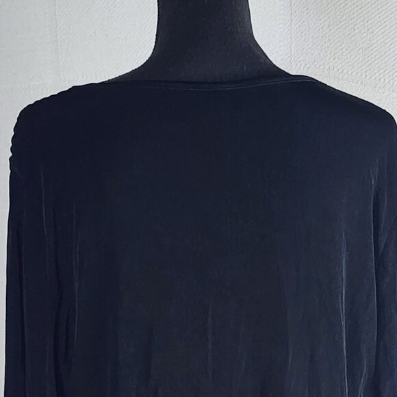 Chico's Travelers Black Acetate Span 3/4 Ruched Sleeve Top Size Chico 3 US XL 16 - Picture 10 of 16